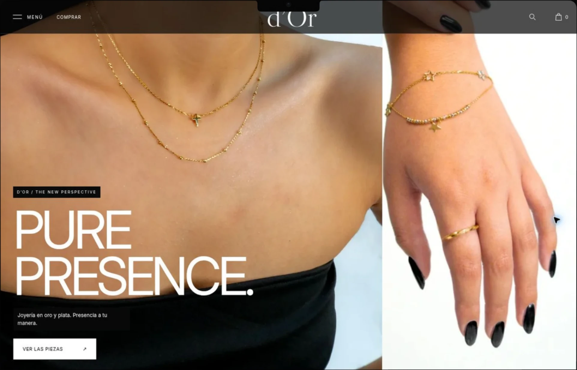 D’OR Jewelry — Inicio: captura del sitio web.