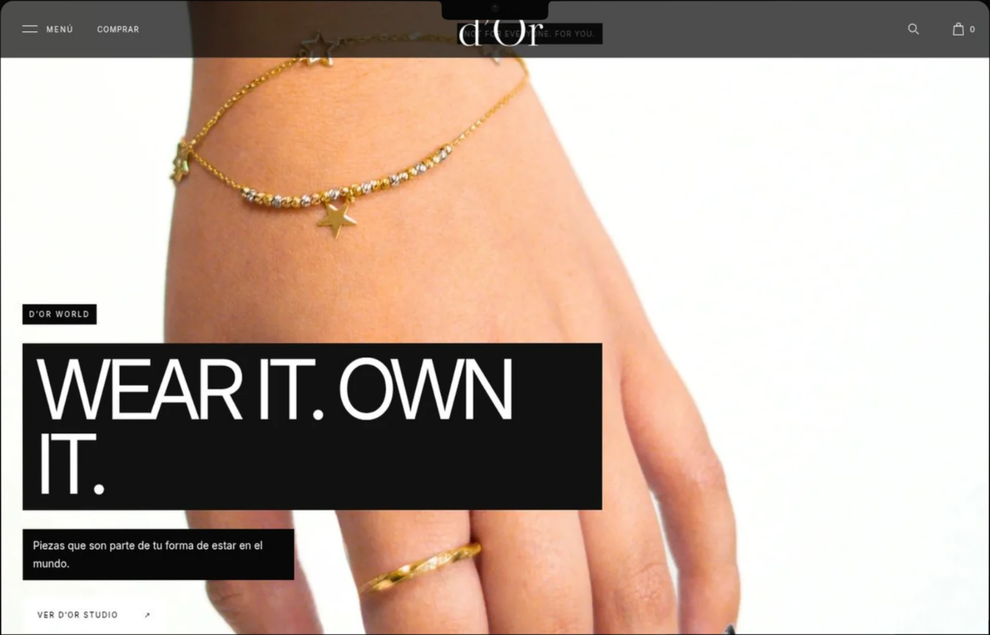 D’OR Jewelry — Campaña: captura del sitio web.