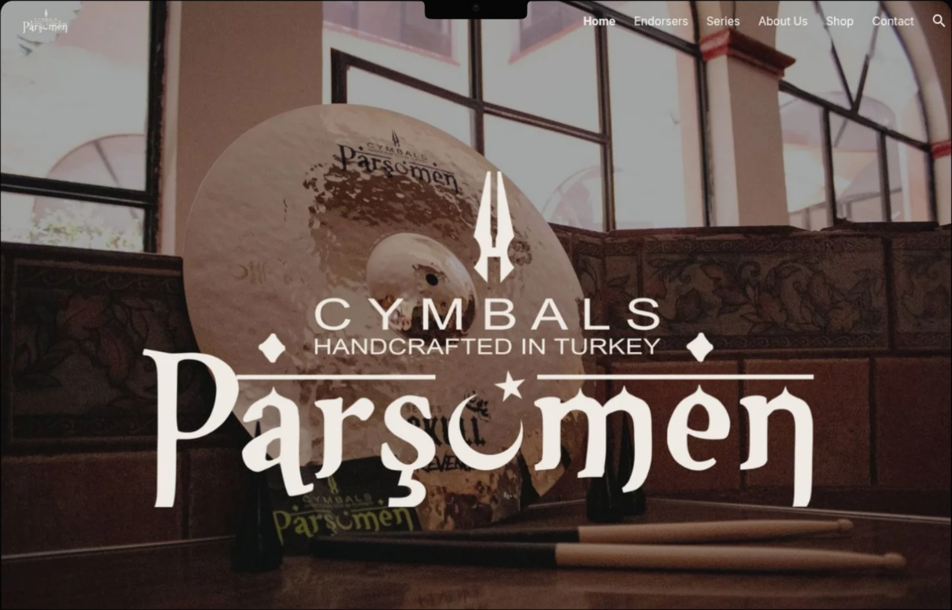 Parsömen Cymbals — Inicio: captura del sitio web.