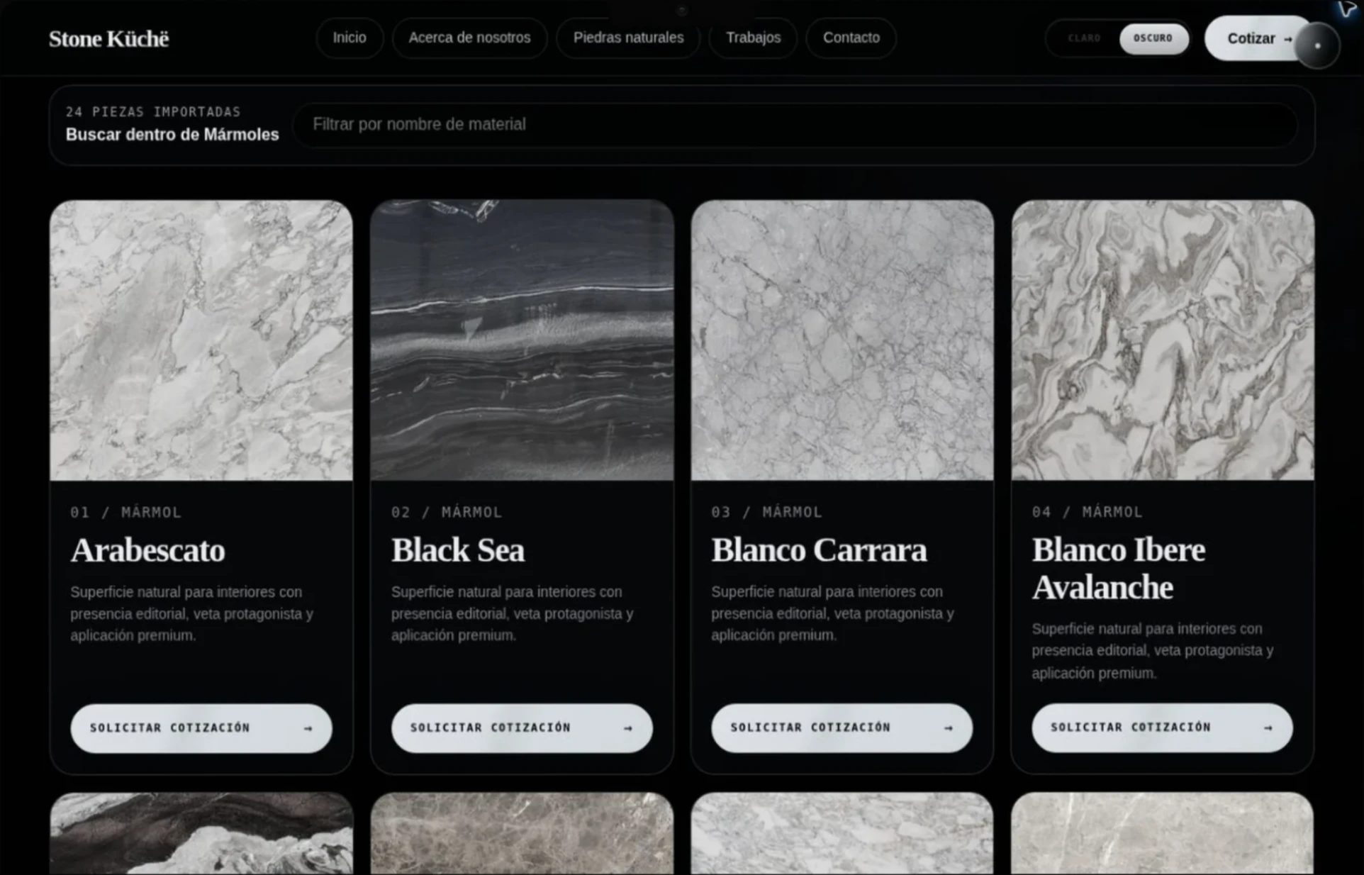 Stone Küchë — Catálogo: captura del sitio web.